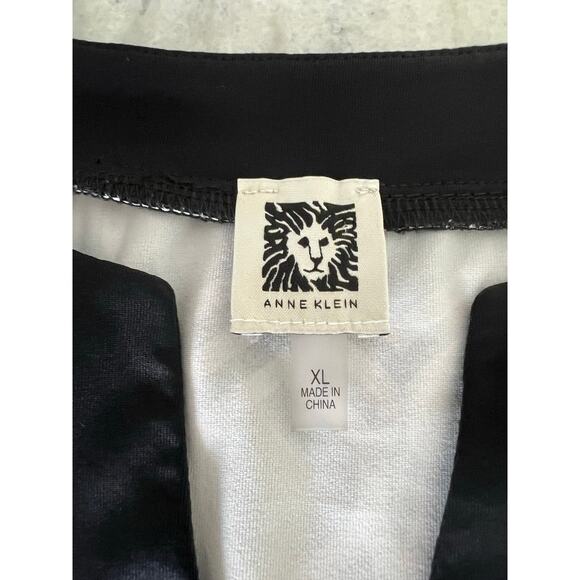 Anne Klein Black & White Geometric Print Tunic Blouse Stretch Knit Woman Size XL - Picture 3 of 9